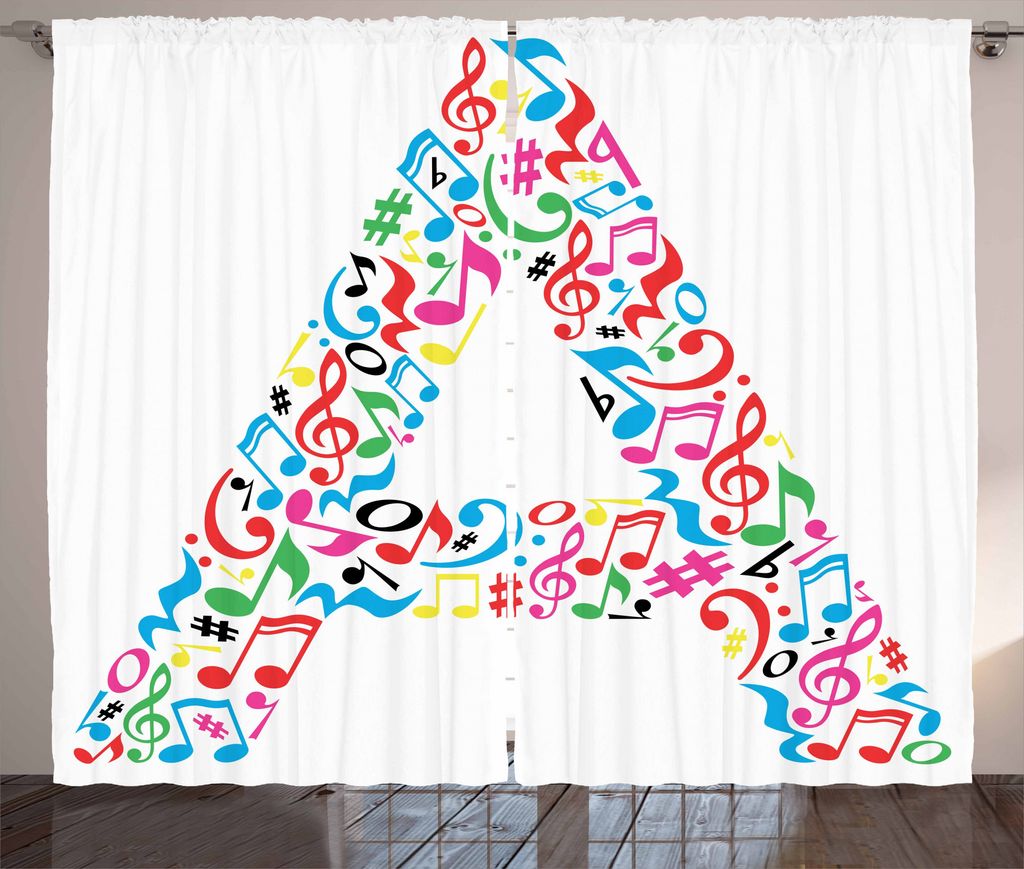 ABAKUHAUS Buchstabe a Rustikaler Vorhang, Do Re Mirt Versalien-, Wohnzimmer Universalband Gardinen mit Schlaufen und Haken, 280 x 175 cm, Mehrfarbig