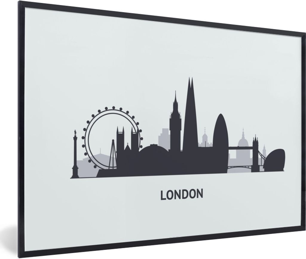 MuchoWow Gerahmtes Poster London - Skyline - England 60x40 cm - Poster mit Schwarzem Bilderrahmen Wandposter Rahmen Foto Bilder - Printing - Wand...