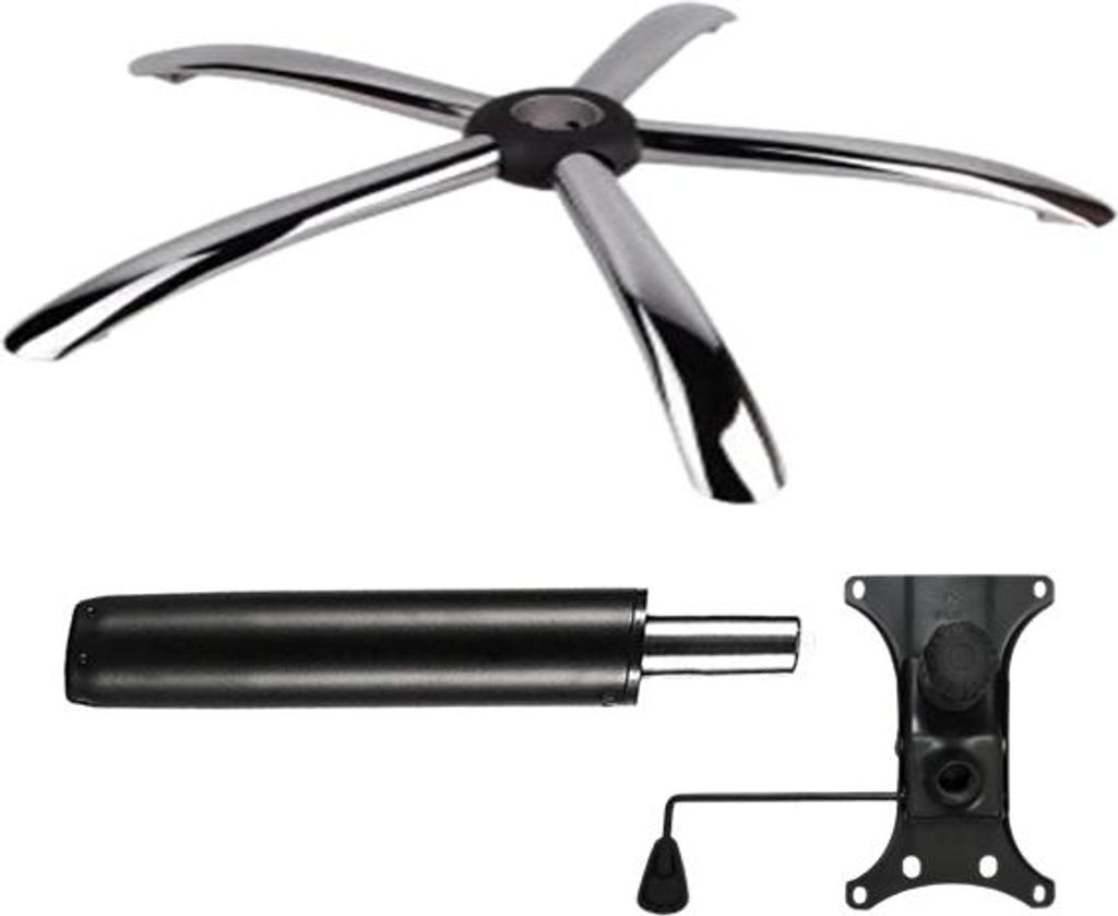 Set aus Metall-Balanceplatte 20 cm x 15 cm, Basis 60 cm und Kolbenzylinder, Gas, für Bürostühle, schwarz, 35 cm