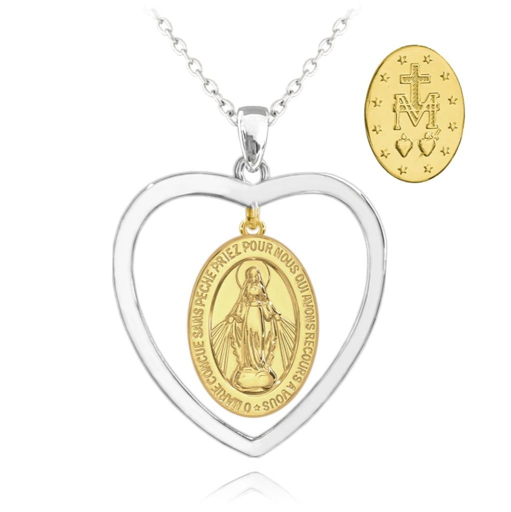 Halskette aus vergoldetem Silber mit wundersamer Medaille im Herzen, Minet JMAN0243BN45