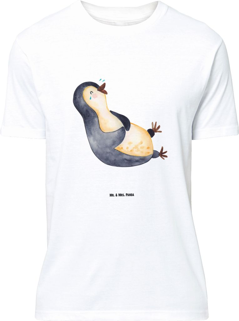 Mr. & Mrs. Panda Größe M T-Shirt Pinguin Lachen - Weiß - Geschenk, Fröhlich, Haha, Lol, mit Spruch, Fröhlichkeit, Herren, Tshirt, Shirt