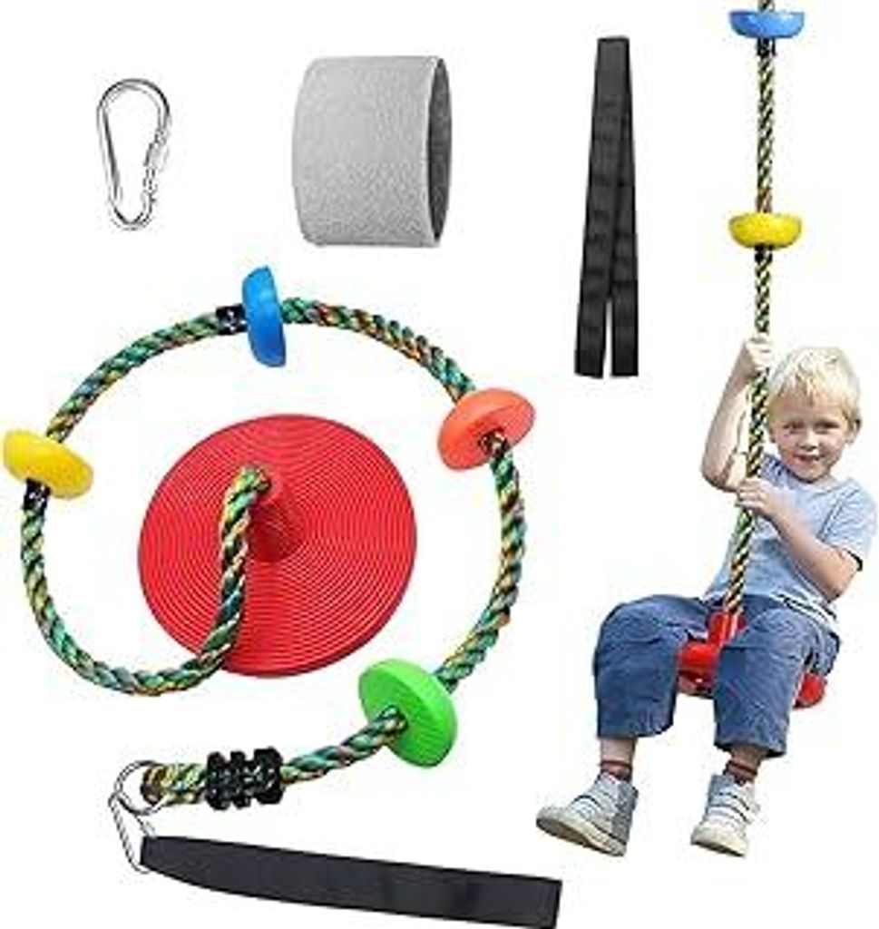 Baum Schaukel für Kinder Hinterhof Single Disc Seil Klettersitz für Baum Indoor Outdoor Spielplatz Schaukel Set Zubehör mit Verdickung 4 Fuß Gu...