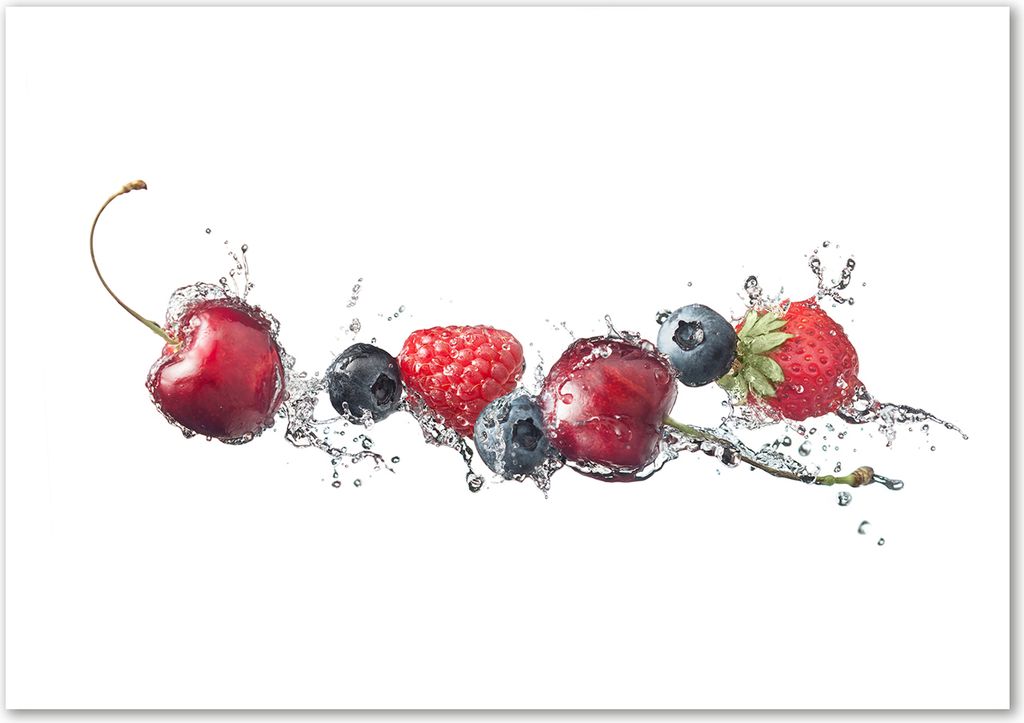 Tulup Leinwandbild - 100x70 cm - Wandkunst - Drucke auf Leinwand - Leinwanddruck - Essen & Getränke - Rot - Waldfrüchte