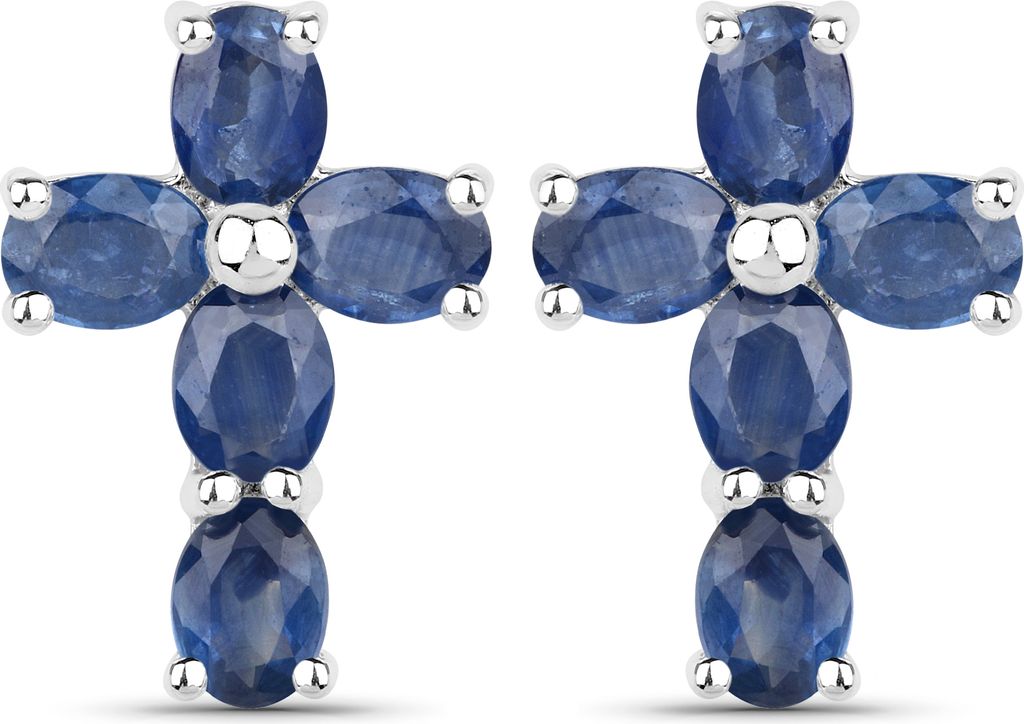 Vira Jewels Ohrringe 925/- Sterling Silber 1,4 cm weiß Saphir blau 147220001