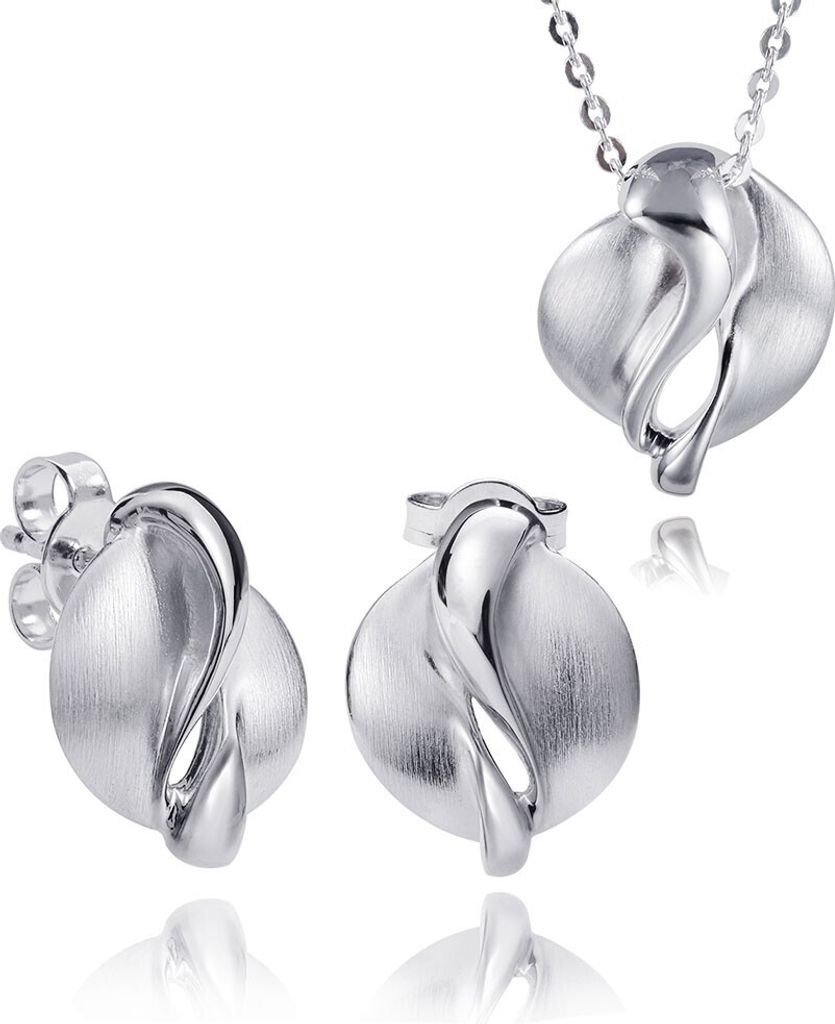 MATERIA Silber 925 Schmuckset rhodiniert - Damen Schmuckset Kette Ohrringe Anhänger + Box SO-79_KA-208_K30-45