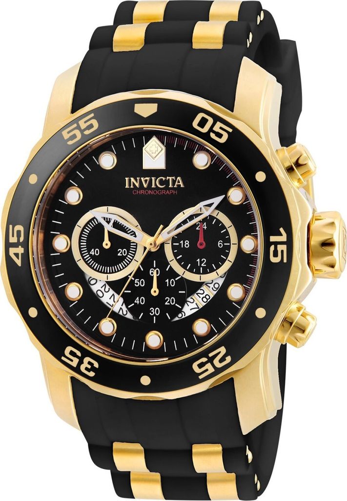 A close-up studio shot of a men's chronograph watch.