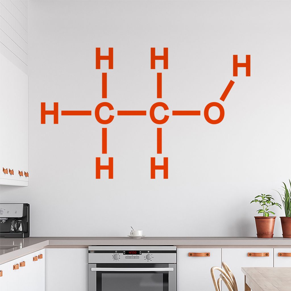 Ethanol Alkohol Äthanol Wandtattoo in 6 Größen - Wandaufkleber Wall Sticker - Dekoration, Küche, Wohnzimmer, Schlafzimmer, Badezimmer