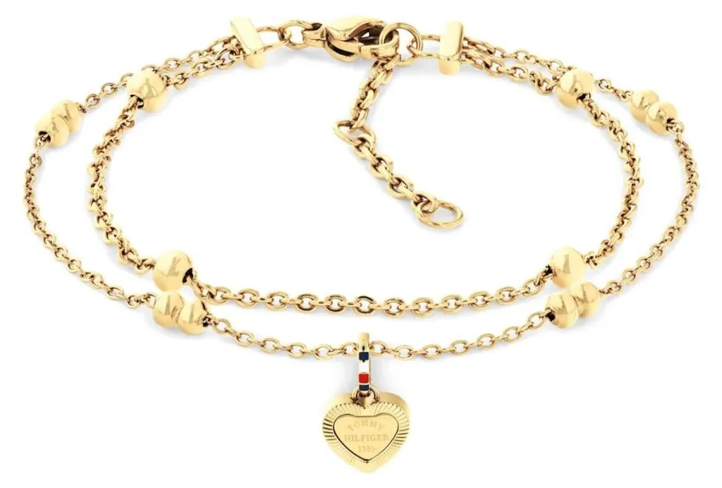 Bracelet double rangée plaqué or anti-ternissement, mailles anti-nœuds