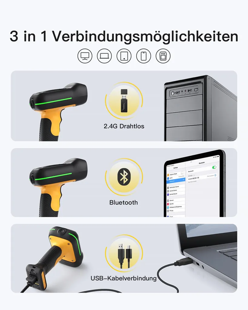 Lecteur Code-Barres BCST-75 Inateck Noir : Scannez les Codes Difficiles