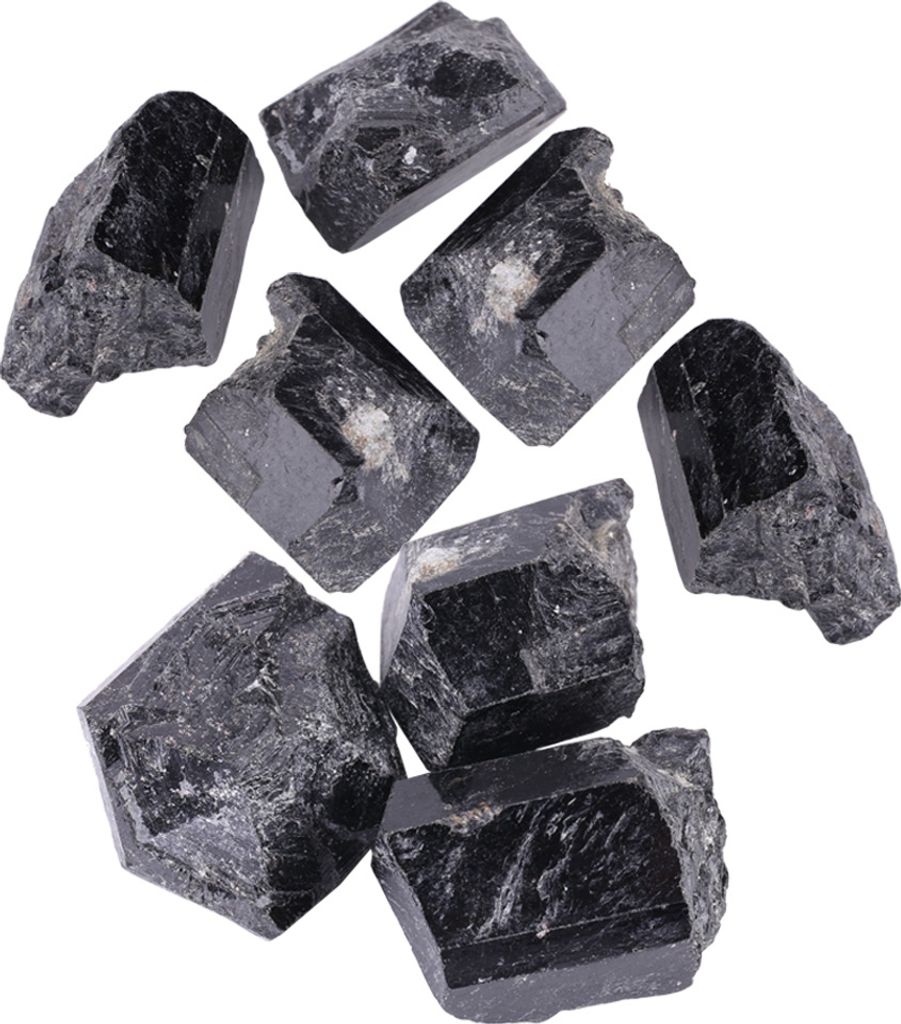 Natürlicher schwarzer Turmalin-Quarz Rohstein, Heil- & Dekostein, 5–7 cm, Mineral
