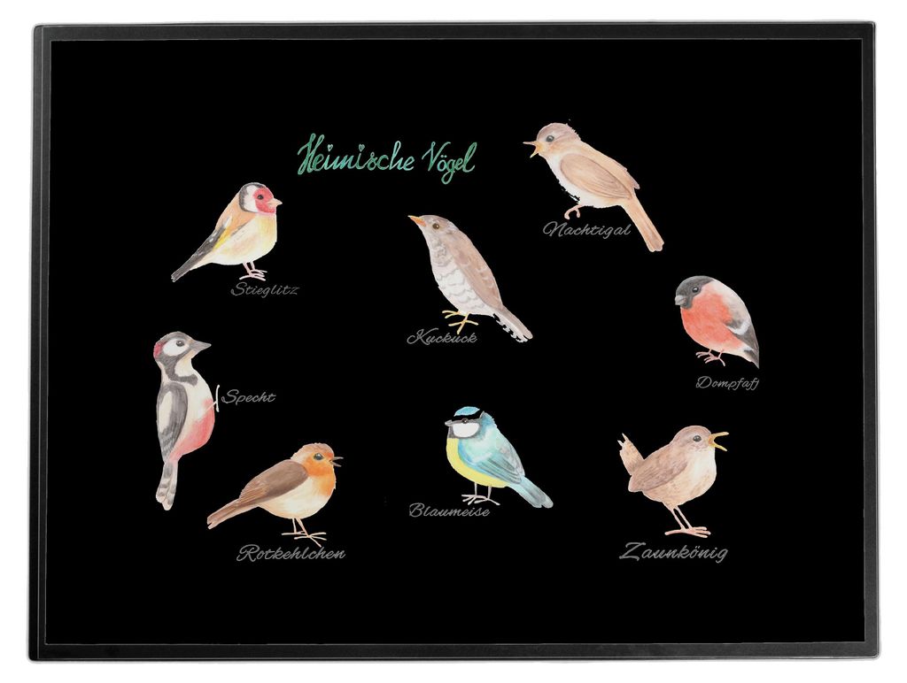 Mr. & Mrs. Panda Schreibunterlage Heimische Vögel - Geschenk, schreibtischunterlagen, rutschfeste schreibtischunterlage, Dekoration, Unterlage Sch...