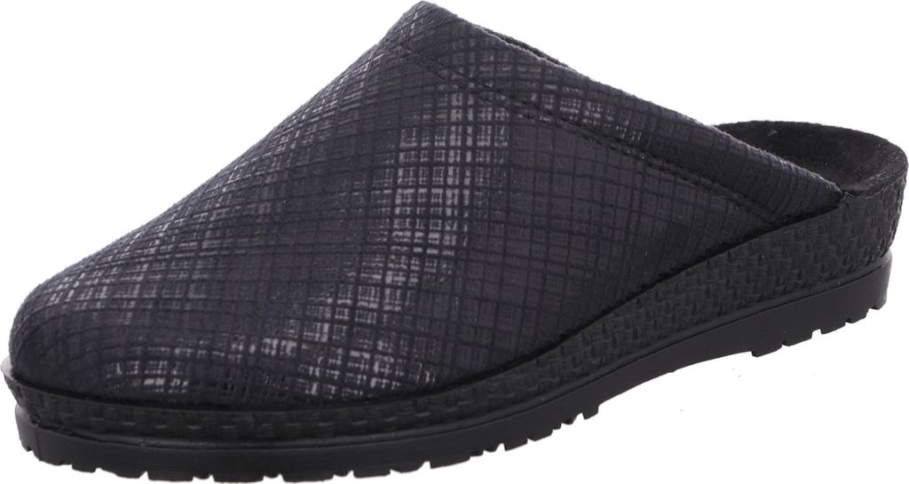 Rohde Damen Pantoffel Keilabsatz Hausschuh Microvelour Neustadt-D 2297, Größe:42 EU, Farbe:Schwarz