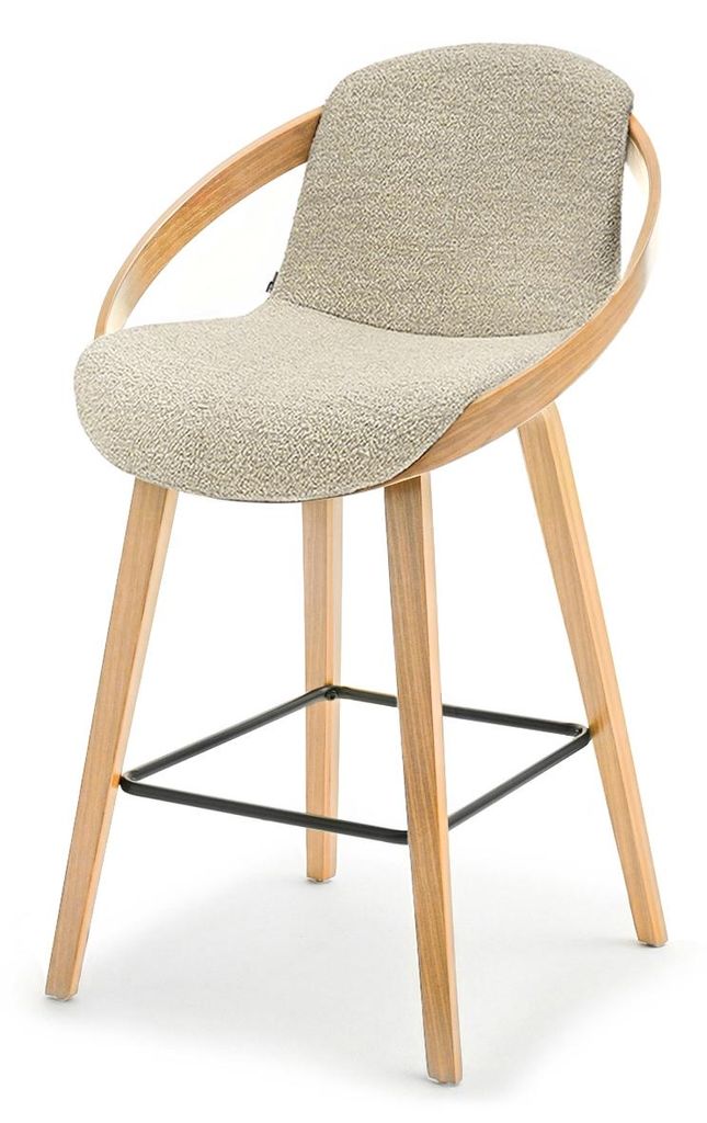 Designová barová židle HODA - dub / béžová Obrázek produktu 