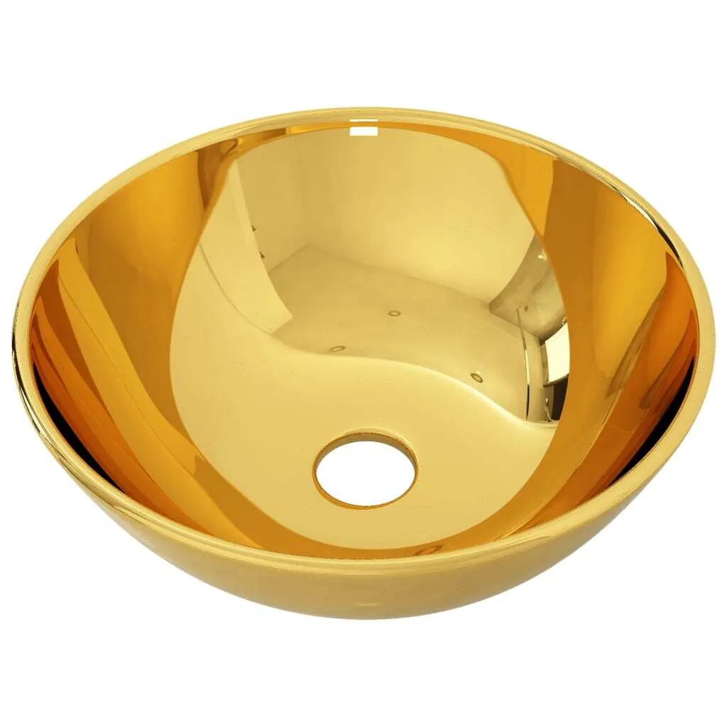 Lavabo Rotondo Oro vidaXL 28x10 cm - Ceramica Lucida Stile Minimal