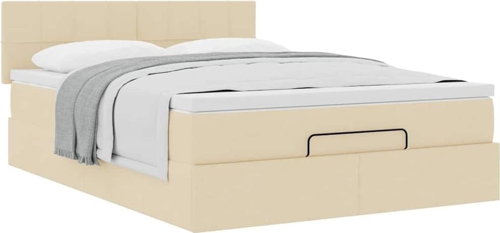 Maison Exclusive - Ottoman-Bett mit Matratze Creme 140x200 cm Stoff
