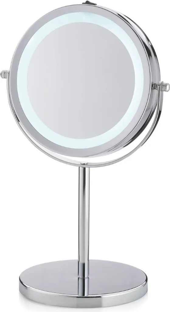 Miroir vertical chromé Tio 33cm avec socle stable - Finition miroir argent