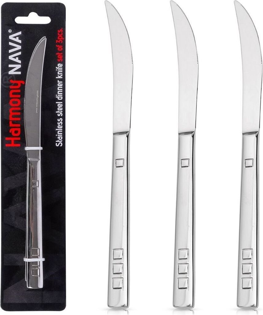 NAVA Edelstahl-Messer Taffelmesser Menümesser aus Edelstahl HARMONY 3 El.