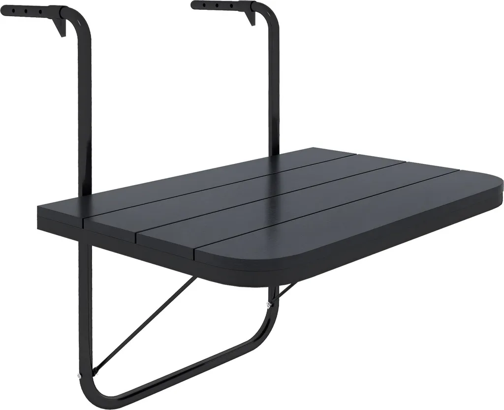 Table suspendue de balcon pour petit espace, réglable et pliable noir