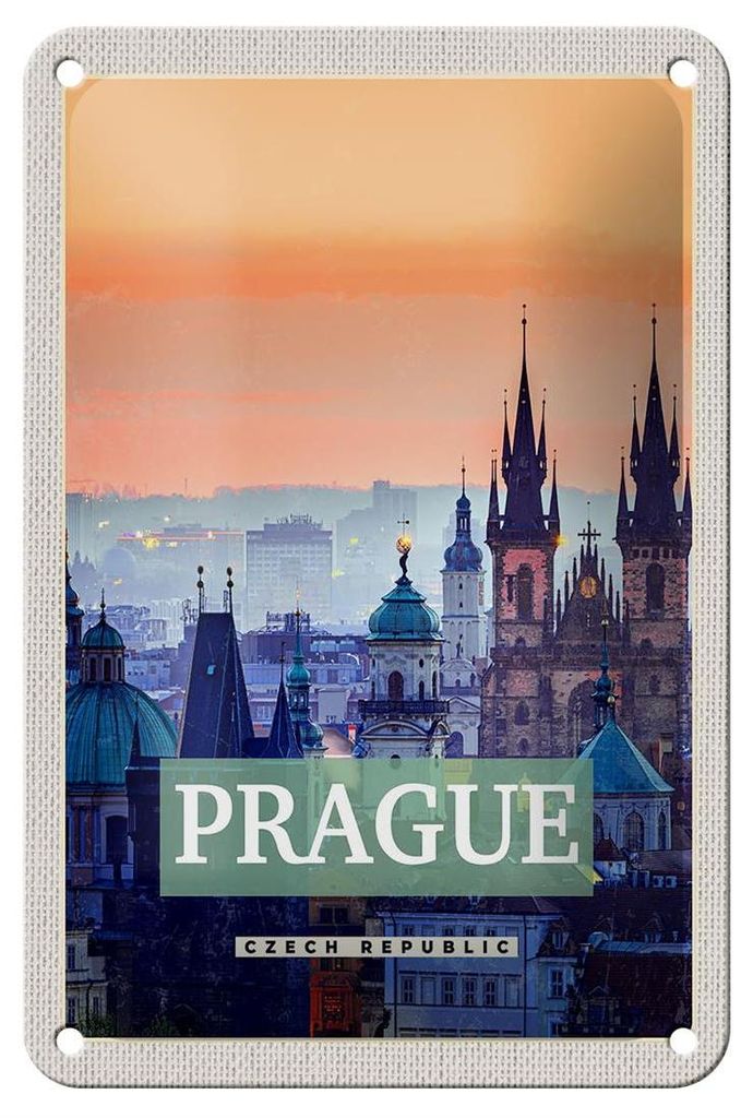 Blechschild Reise 12x18cm Prague Altstadt Prag Tschechien Dekoration