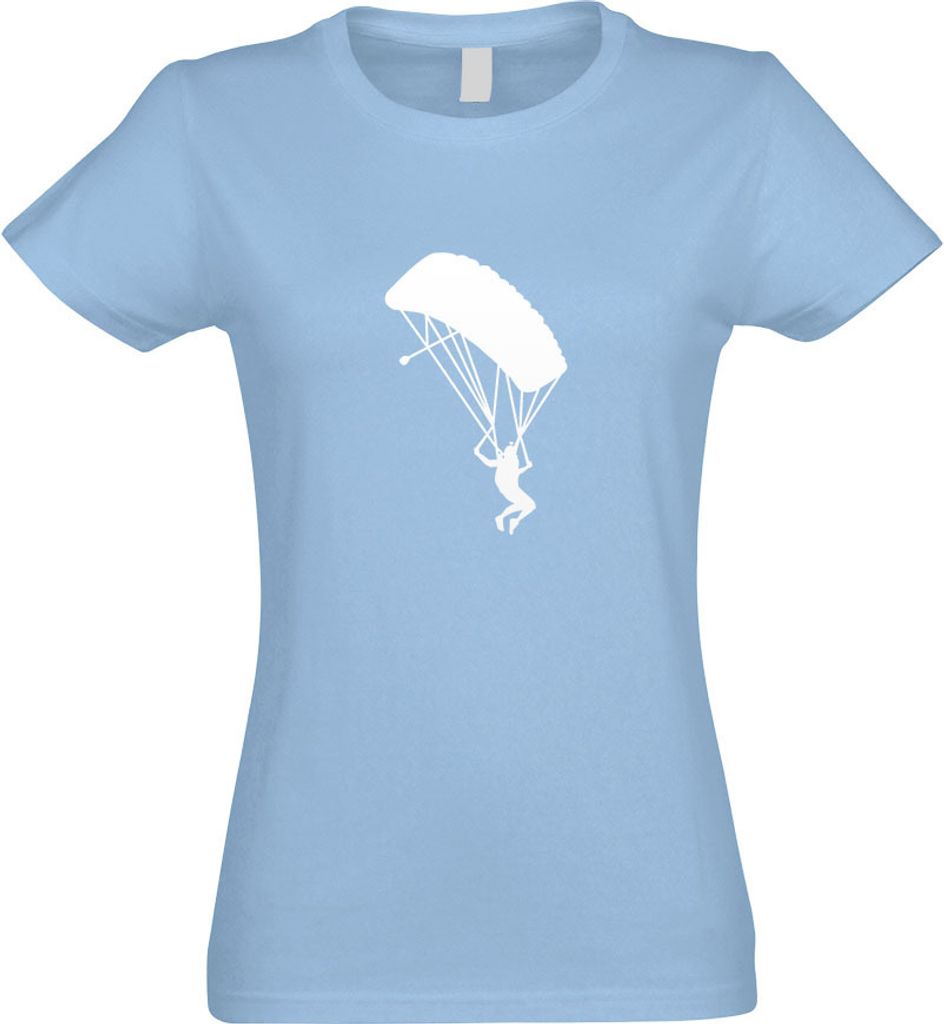 Kiwistar - T-Shirt tailliert - Damen - himmelblau - Gleitschirmfliegen Figur - mit Motiv Bedruckt - Funshirt Design - Sport - Freizeit - Damen - XXL