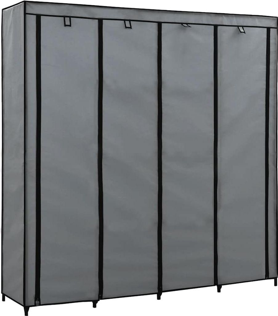 vidaXL Kleiderschrank mit 4 Fächern Grau 175 x 45 x 170 cm