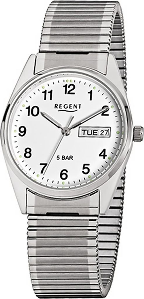 Regent Edelstahl Herren Uhr F-292 Quarzuhr Armband silber D2URF292