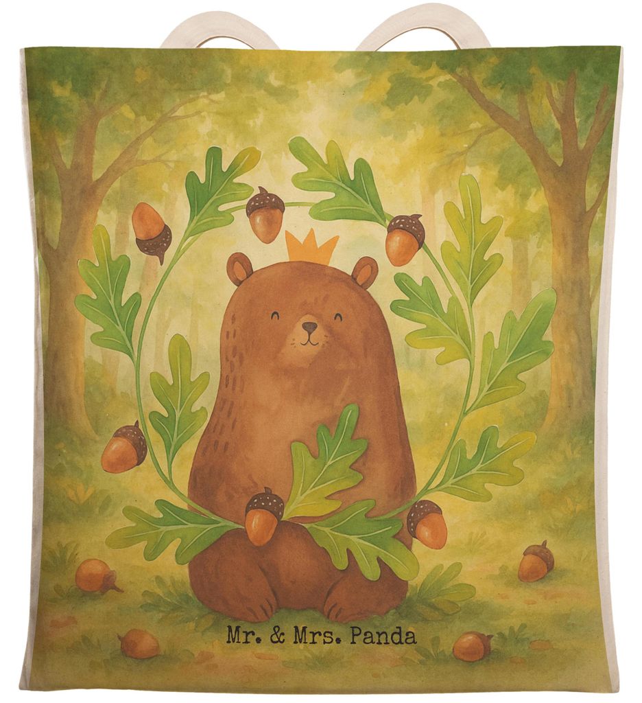 Mr. & Mrs. Panda Tote Bag Bär König Design - Weiß - Geschenk, shopping, Teddybär, Papa, Stofftragetasche, Papi, Tasche, großer shopper, Vatert...