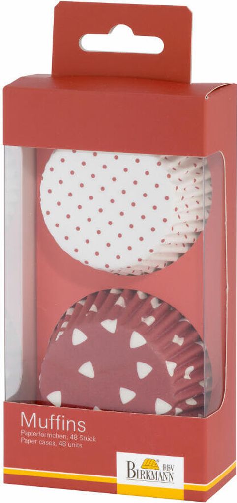 Birkmann Papierförmchen Colour Splash, Muffin Förmchen, Form, Papier, rot, Ø 7 cm, 48 Stück, 443877
