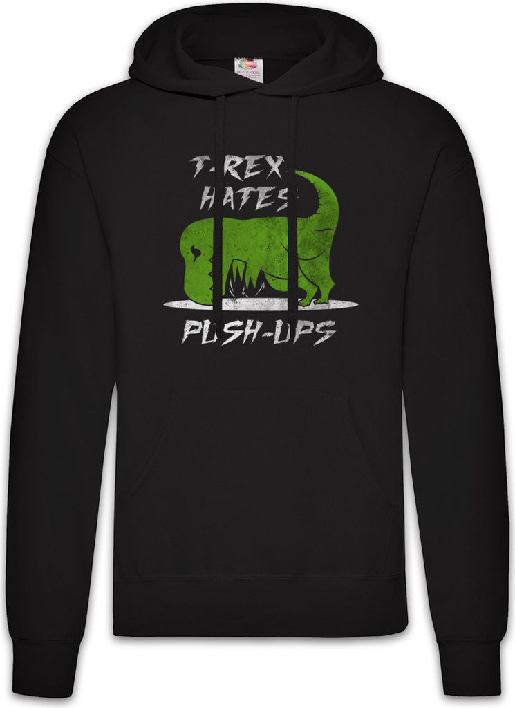 Urban Backwoods T-Rex Hates Push-Up, Herren Hoodie, Farbe: Schwarz, Größe: S