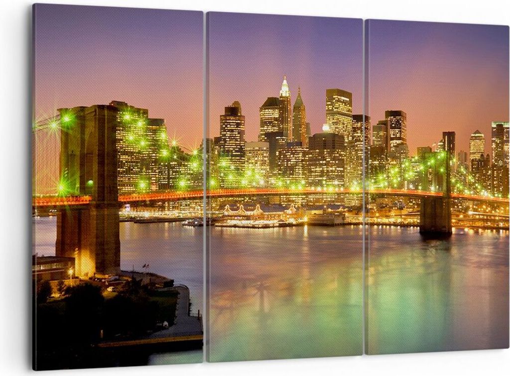 Bild auf Leinwand - Leinwandbild - New York Brücke - 105x70cm - Wand Bild - Wanddeko - Wandbilder - Leinwanddruck - Bilder - Kunstdruck - Wanddeko...