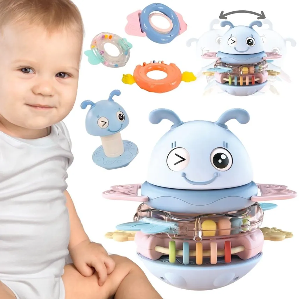Hochet de Dentition Wańka Wstańka pour Éveil Bébé et Soulagement Gencive