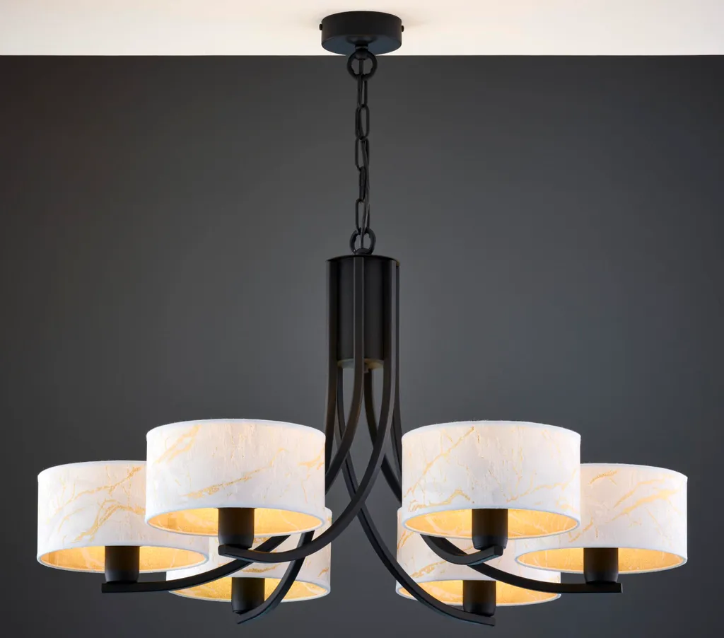 Lustre métal doré et noir ARTHUR - Éclairage 6 bras E27 par Jupiter - 2