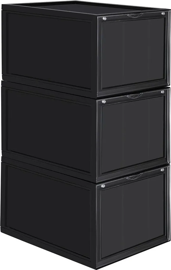Boîtes à chaussures pack de 3 pièces taille 46 coloris noir empilables
