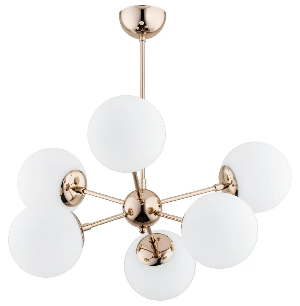 Suspension SANDY dorée et blanche Alfa - Lustre en verre 6 x E14