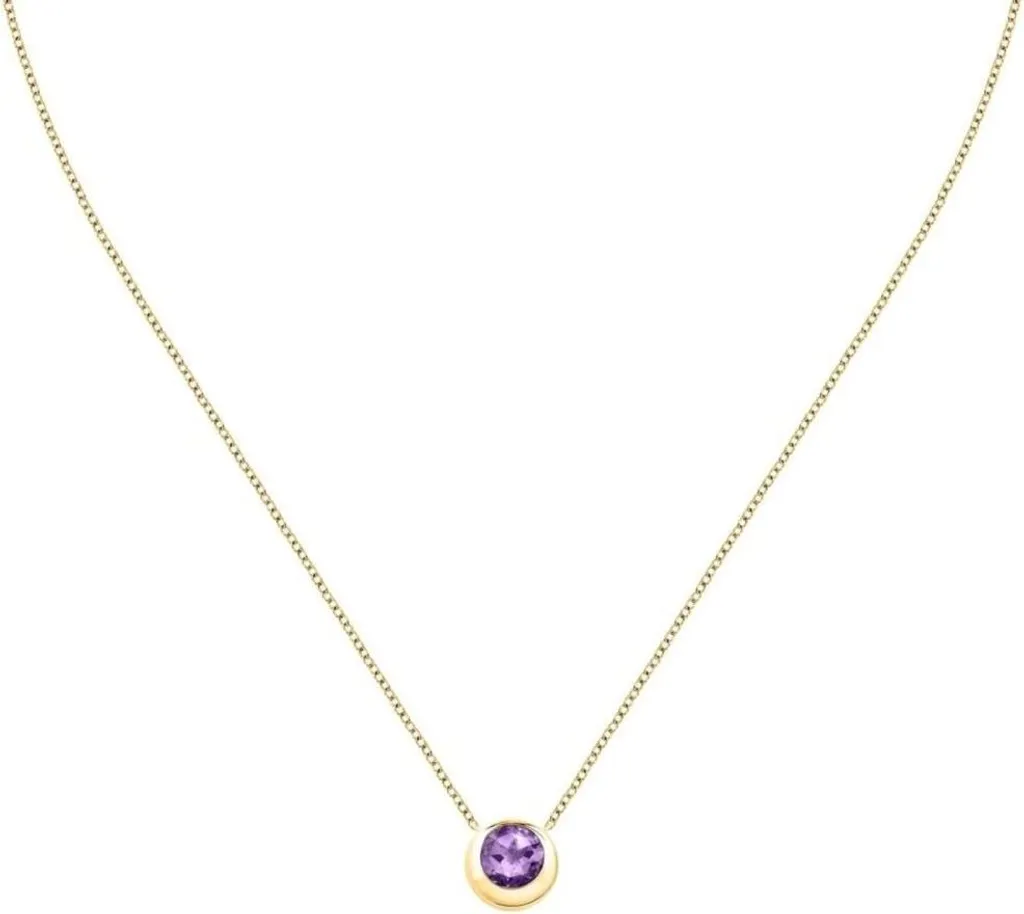 Collier améthyste doré à l'or fin SAXN02 pour mariage et soirées