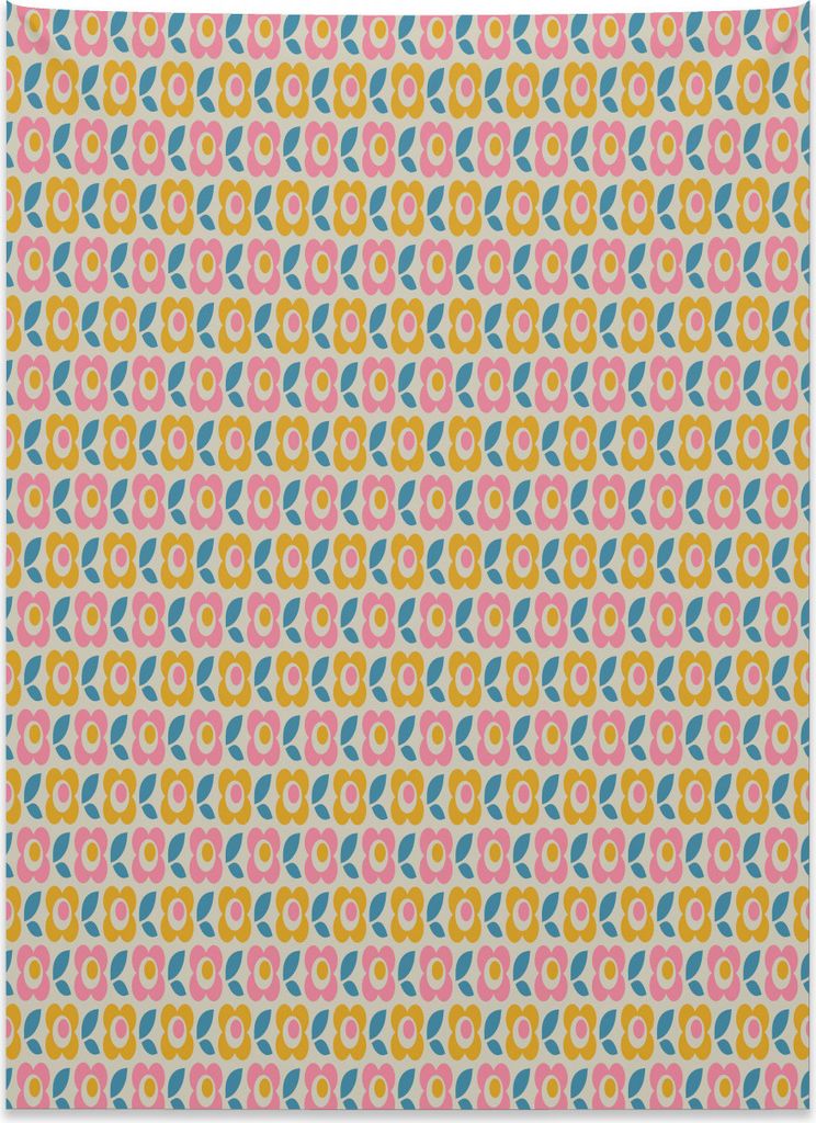 Abakuhaus Retro Wandteppich, Blumenmuster Design aus Weiches Mikrofaser Stoff Kein Verblassen Klare Farben Waschbar, 110 x 150 cm, Mehrfarbig