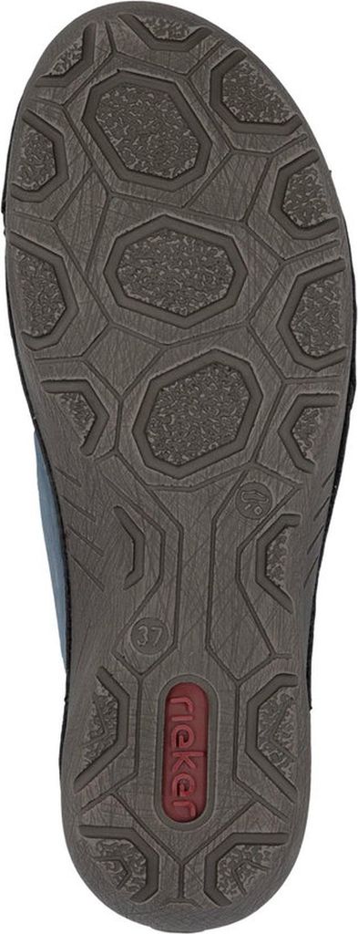Rieker Damen Slipper mit mehrfarbigem Gummizug und weicher Lederdecksohle 52560, Größe:42 EU, Farbe:Blau