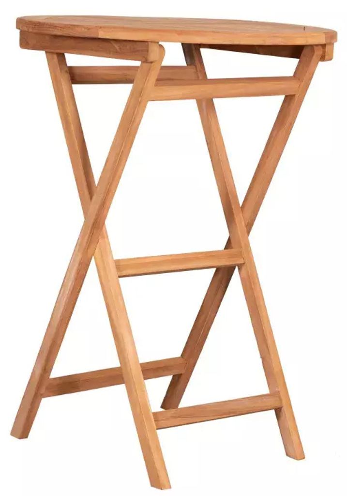 deVries Stehtisch "WOODIE" aus Teakholz Gartentisch rund klappbar Ø 80 x 110 cm