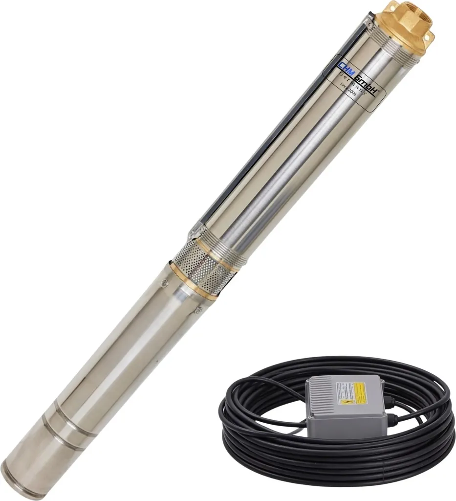CHM GmbH Pompe de Puits Immergée 3 Pouces 370W 2800 l/h Câble 20m