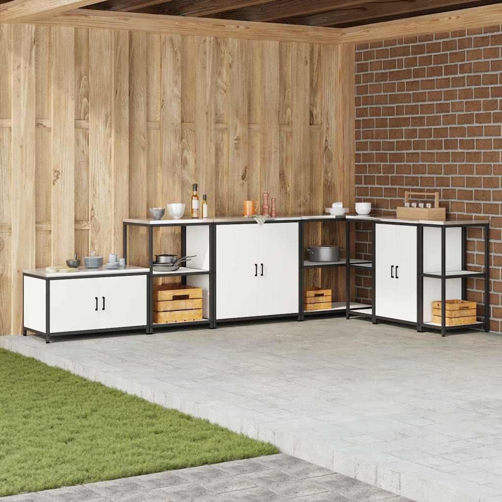 Möbel Küchenlagerregal mit Schubladen mit Regal mit Speicher mit Tür Weiß 60 x 50 x 92 cm Stahl - Küchenschränke 874997