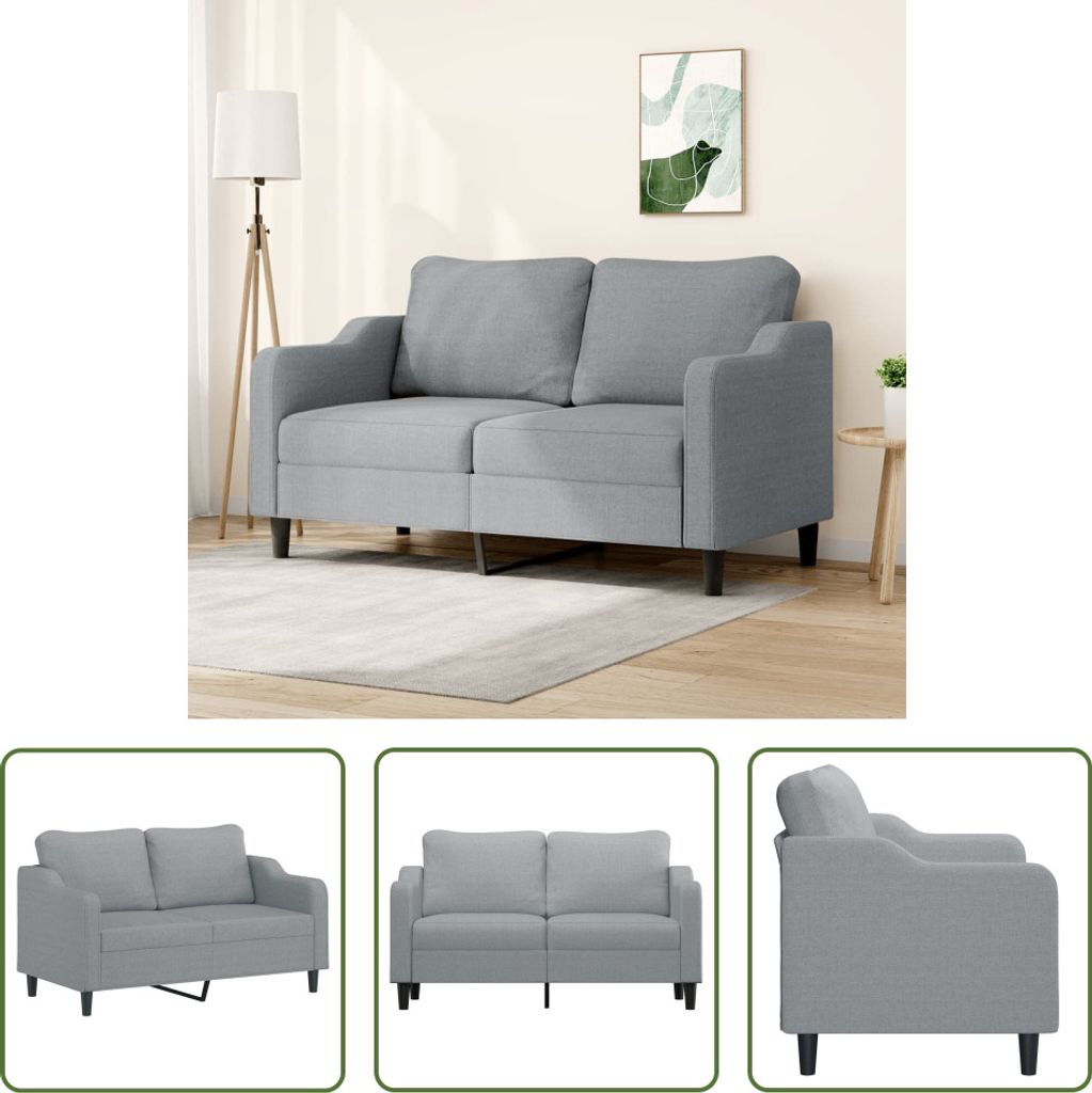 The Living Store 2-Sitzer-Sofa Hellgrau 140 cm Stoff