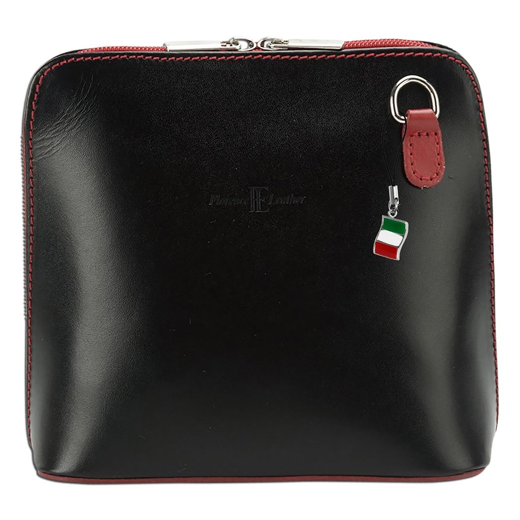 Florence Echtleder glatt Damen Abendtasche schwarz rot OTF109S