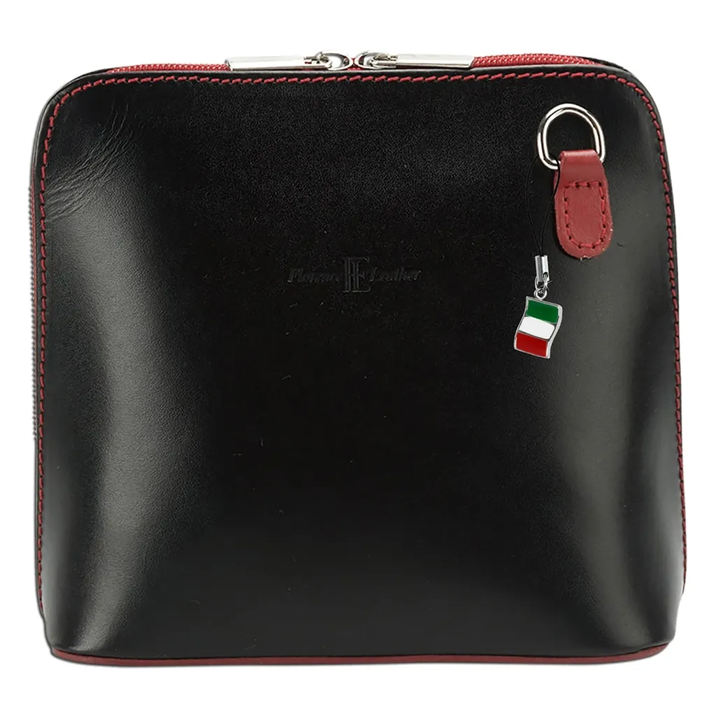 Sac pochette Florence cuir rouge noir pour soirée et cocktail OTF109S