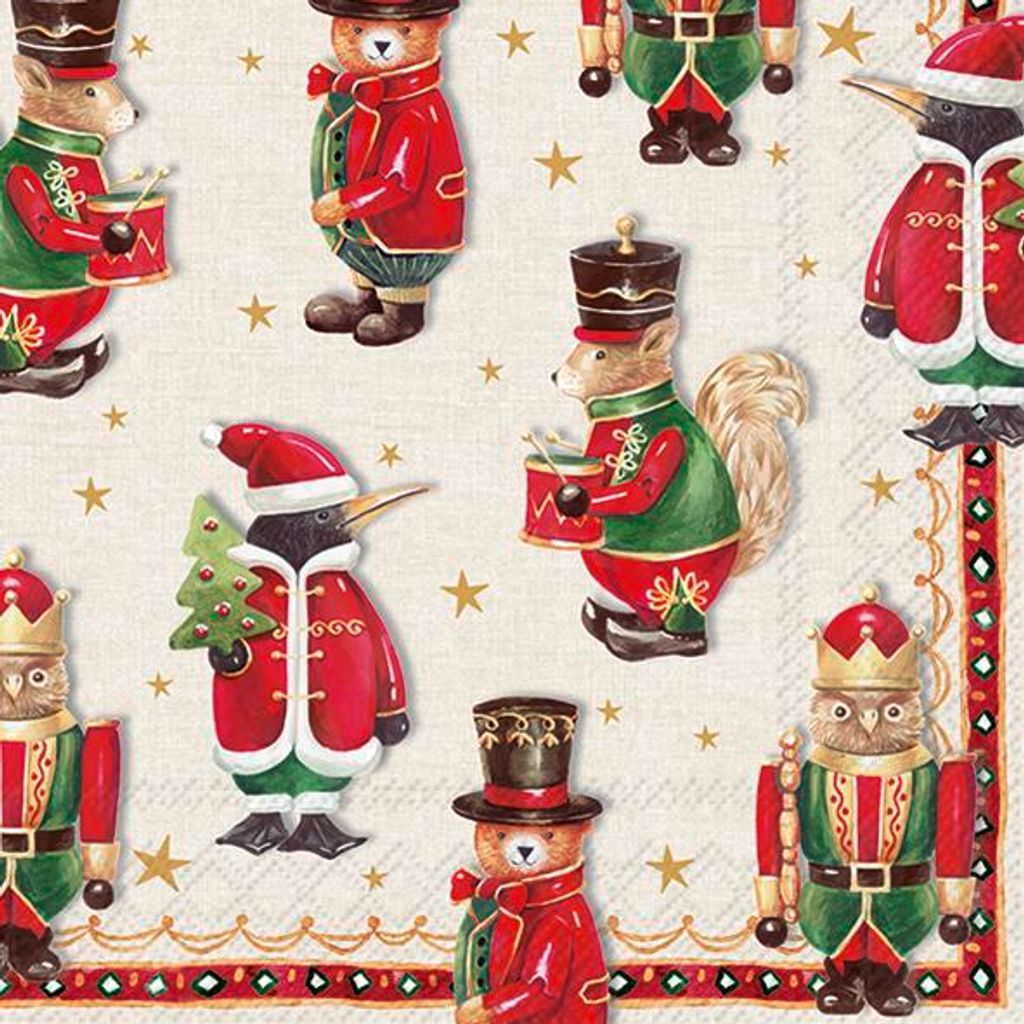 ANIMAL FIGURES Cream Red Lunch-Servietten L1020261