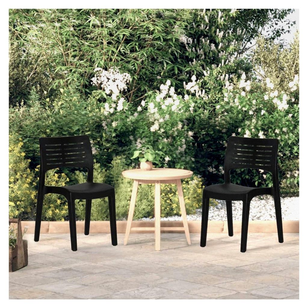 Gartenstühle 2 Stück Balkonstuhl, Outdoor Esszimmerstühle, Stühle für die Terrasse, Gartenmöbel, Anthrazit Polypropylen