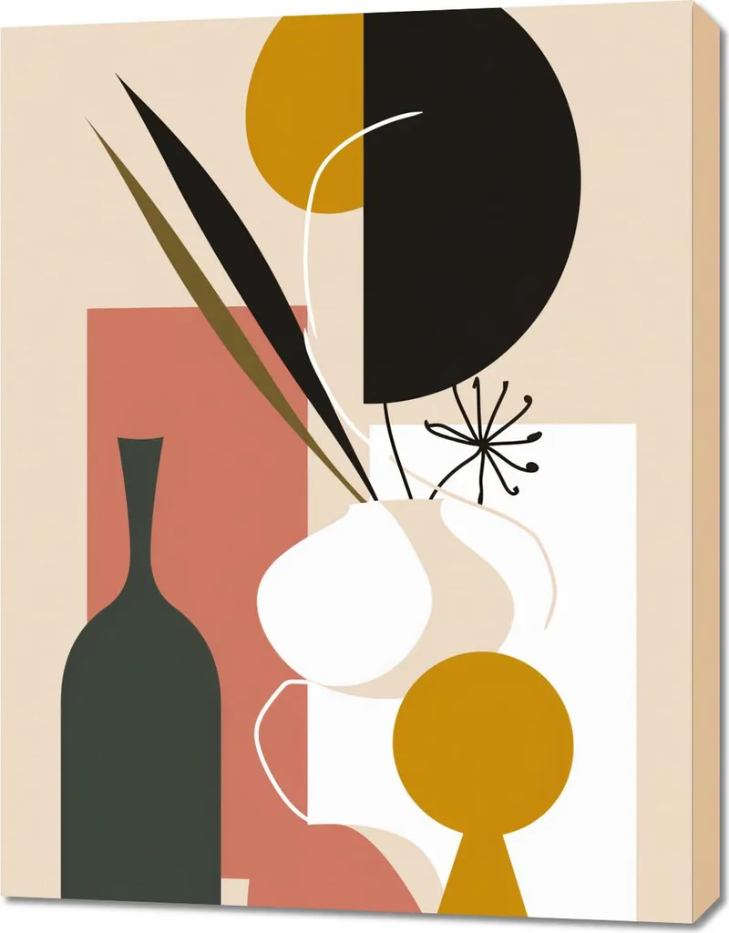 Tableau abstrait 70x90 nature morte - Toile texturée grand format chic