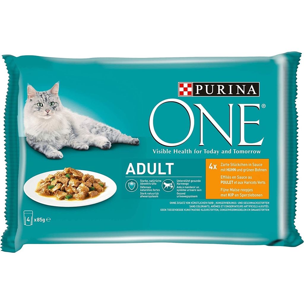 PURINA ONE Adult Katzenfutter nass zarte Stückchen in Sauce Produktbild 