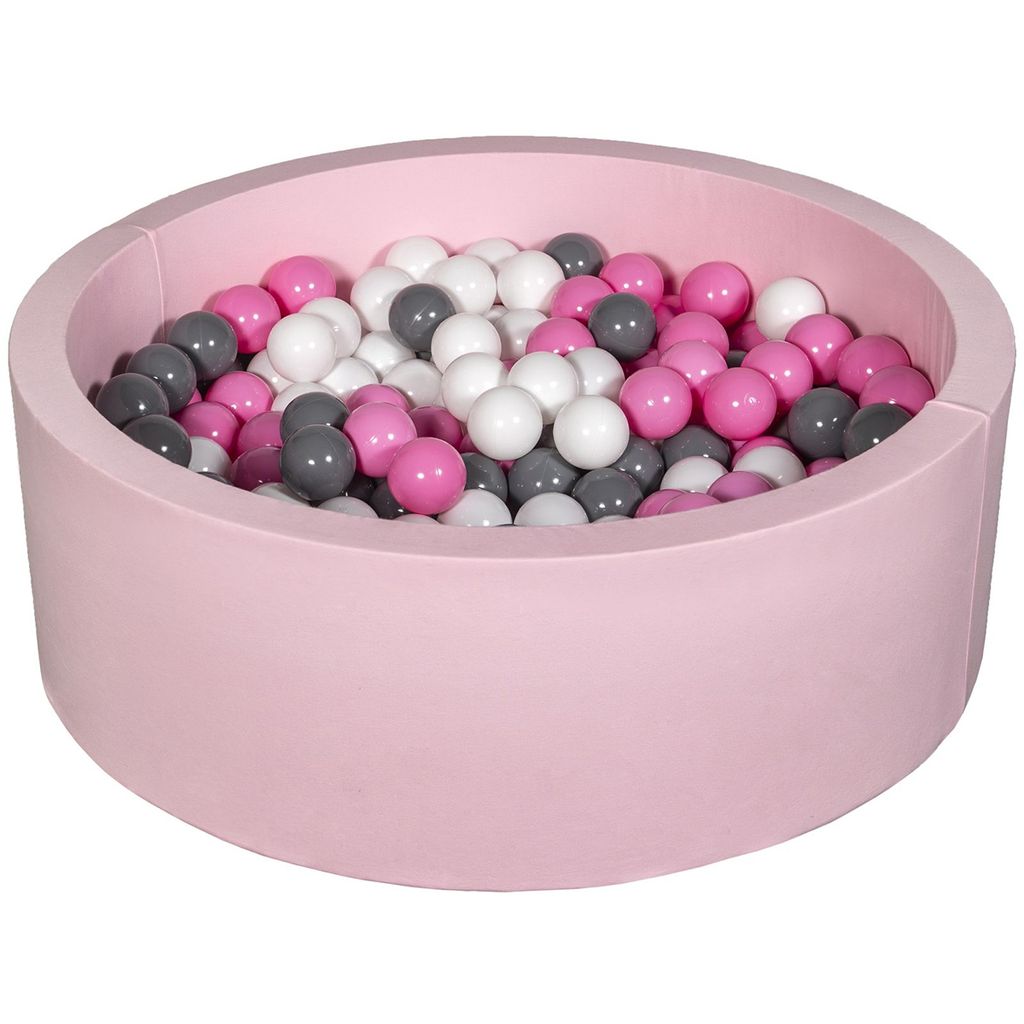 Bällebad Spielplatz + 200 Bälle rosa weiß, hellrosa, grau