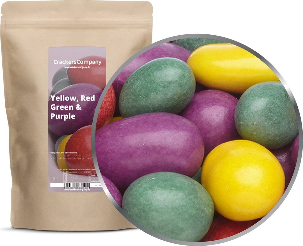 YELLOW, RED, GREEN & PURPLE PEANUTS ZIP Beutel 750g