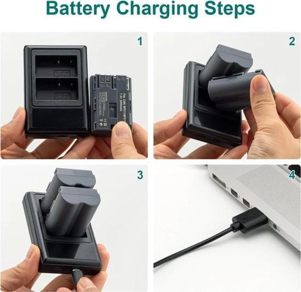 Batterie BP-511A haute capacité 1600mAh et chargeur USB compact - 3